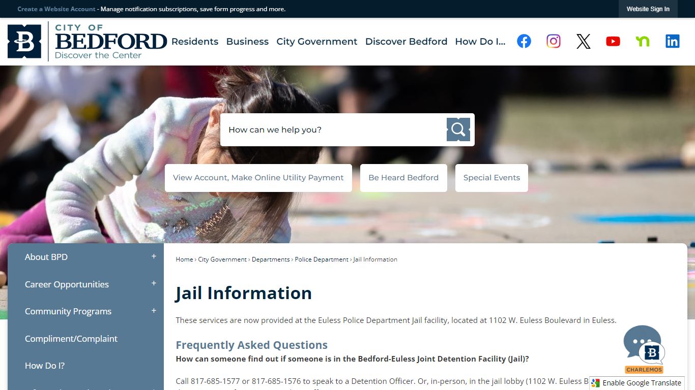 Jail Information | Bedford TX